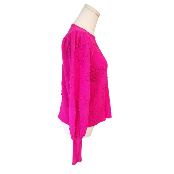 Lilly Pulitzer Pink Heart Textured Balloon Sleeve Sweater Size S - Picture 4 of 9